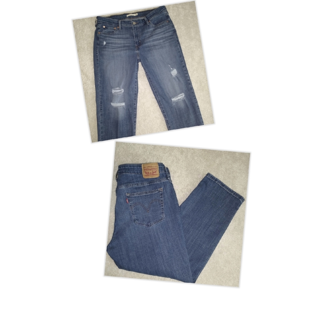 LEVI'S BOYFRIEND DISTRESSED CROP BLUE JEANS WOMEN'S SIZE 16W